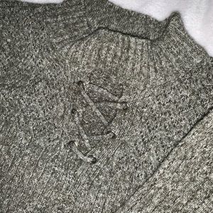 Midi Gray/Green Mock Turtle Neck Dress